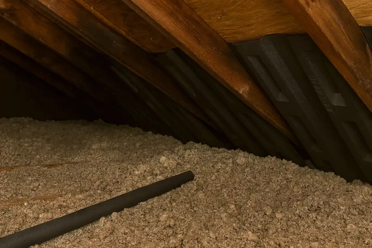 cellulose attic insulation and vent baffles installed by an insulation contractor in Bayview to improve airflow and energy efficiency