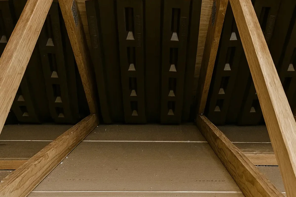 attic ventilation baffles installed by an insulation contractor in Hampden to support airflow and insulation performance