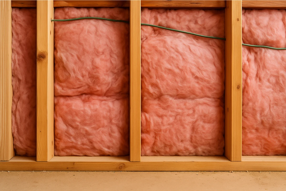 fiberglass wall insulation installed between clean wood studs in a home under renovation in baltimore md